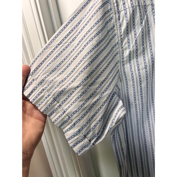 Mountain Khakis Striped Pearl Snap Button Down Shirt Western White Blue Medium - Picture 5 of 11